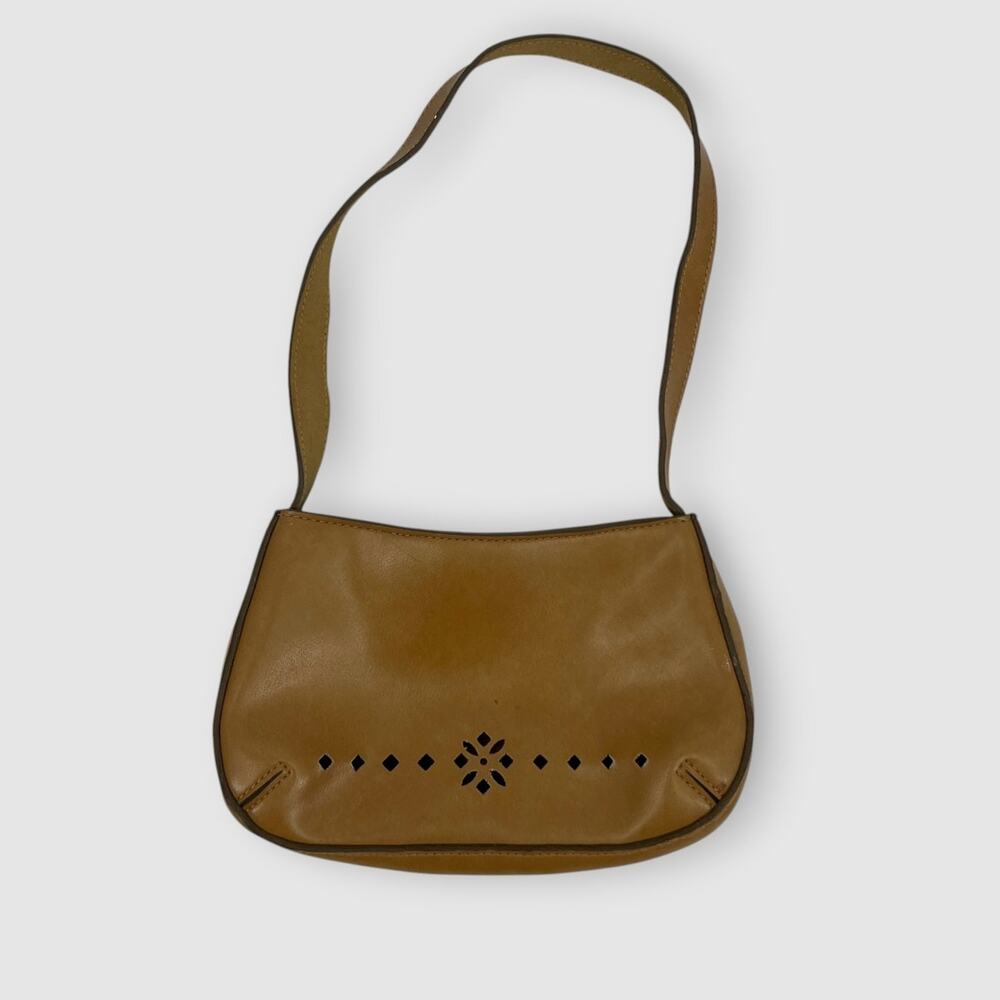 Y2k Vintage Mondani Tan Cutout Faux Leather Shoulder Bag